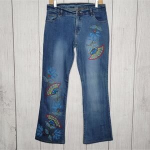 Seventh Avenue Fashions Embroidered & Beaded Floral Jeans, size 7/8